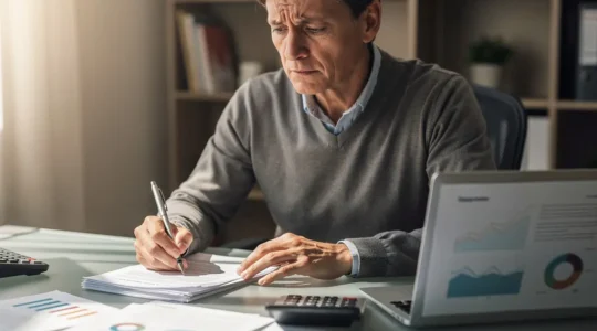 Conducteur examinant des documents d'assurance après un accident de voiture