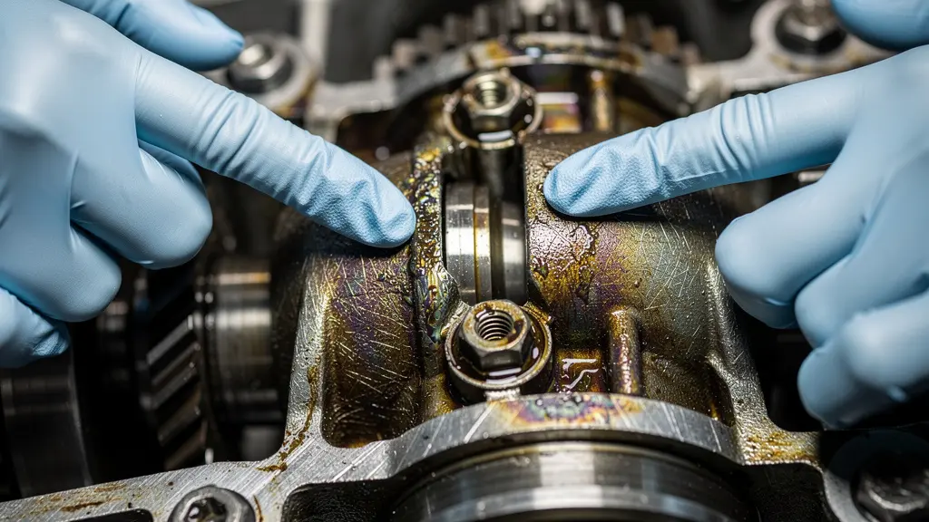 Vue macro détaillée d'experts examinant un moteur de véhicule