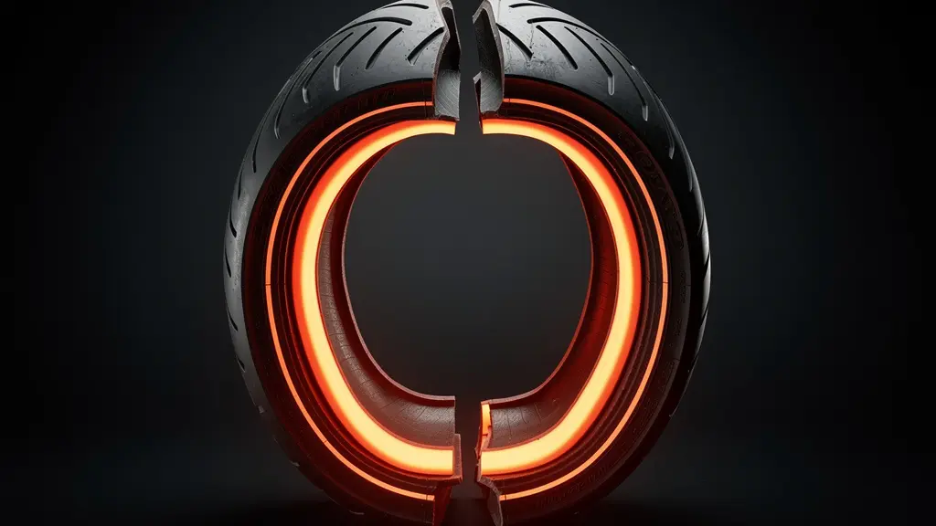 Coupe transversale d'un pneu montrant la déformation des flancs sous charge