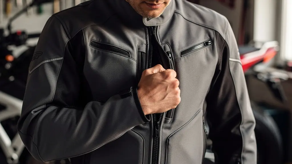 Démonstration de la règle du poing pour tester la compatibilité blouson-airbag, montrant un espace suffisant pour l'expansion.