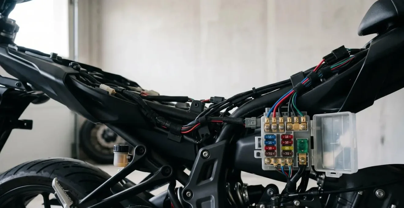 Boîte à fusibles de moto avec fusibles colorés pour diagnostic électrique