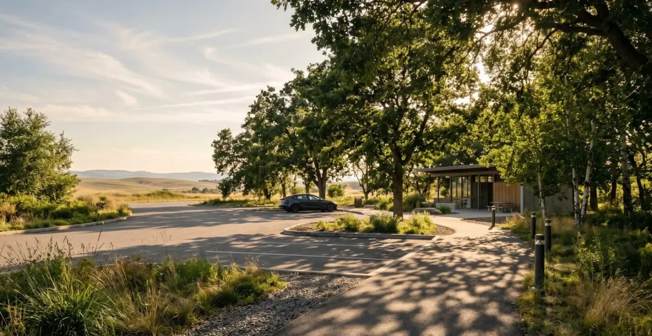 Aire de repos autoroutière avec zone dédiée à la sieste courte